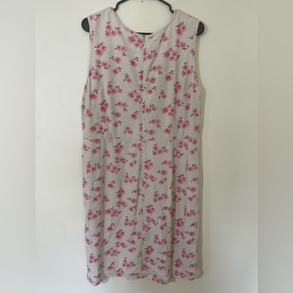 Vintage L.L. Bean Linen Blend Pink Floral Midi Dress‎ 18 Grannycore Cottagecore - Picture 3 of 4